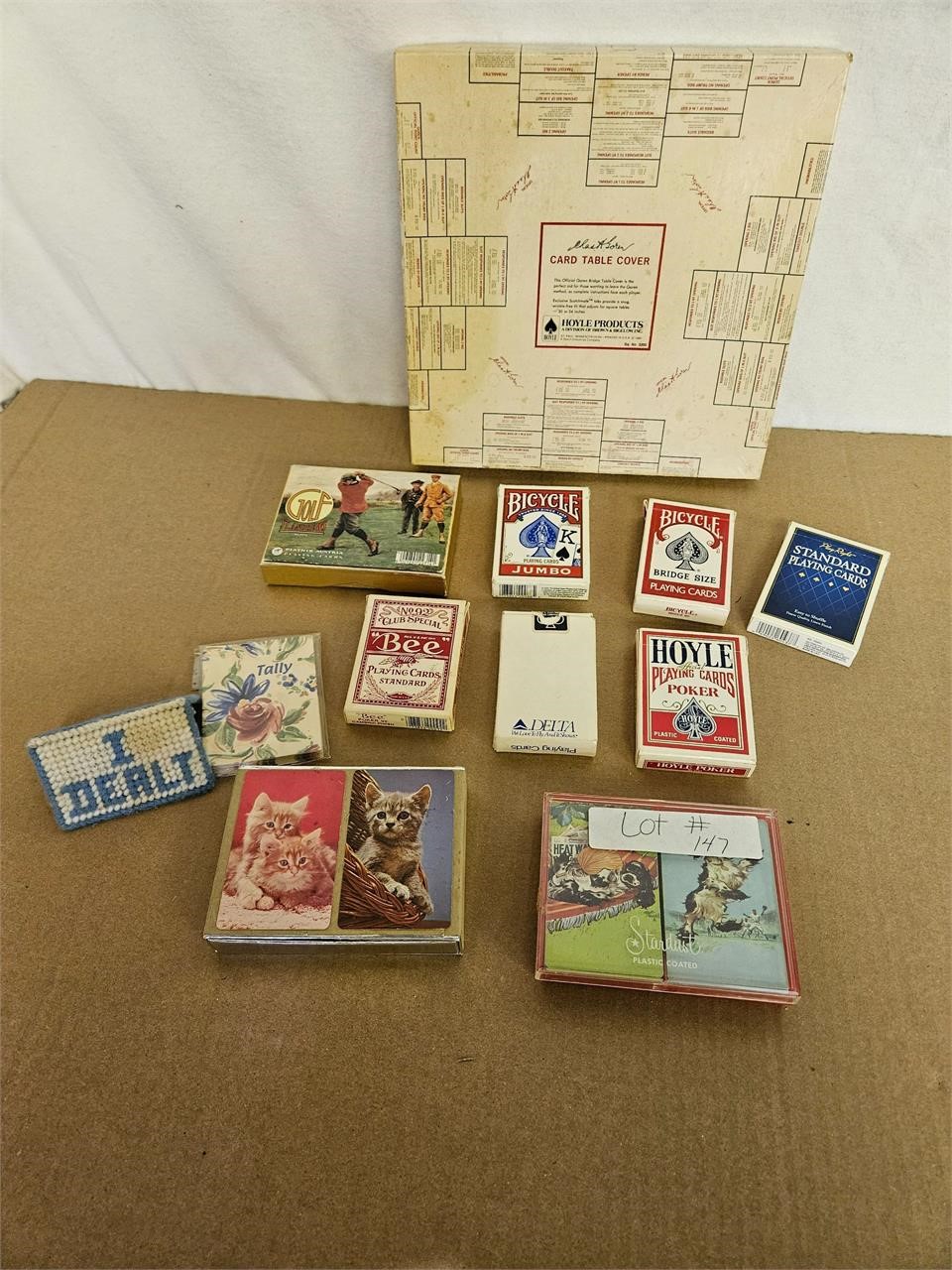 VINTAGE PLAYING CARDS  & TABLE COVER