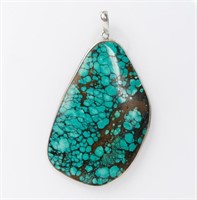 Jewelry Large Sterling Silver Turquoise Pendant
