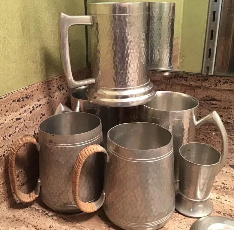 HEAVY WEIGHTED HAMMERED ALUMINUM TANKARDS