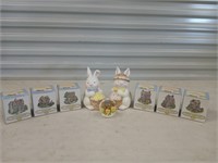 Pair of bunny bookends, 6 Pc The Bunny Family