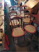 6 cane bottom  chairs