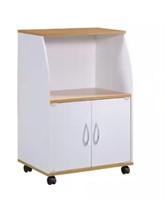 White Microwave Cart with Storage