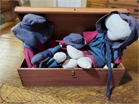 Wooden Box Hand Made Amish Dolls