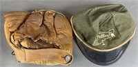 2pc Vtg Baseball Glove & Philadelphia Phillies Hat