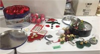 Christmas decorations in tins