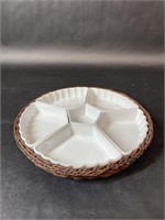 Woven Rattan Divided Dish Tray