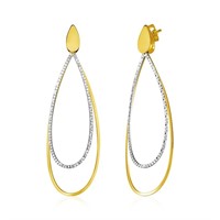 14k Two-tone Gold Open Teardrop Post Earrings