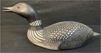 J. ROSS SIGNED HAND CARVED WOODEN LOON DECOY