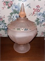 Anchor Hocking Pink Frosted Candy Dish