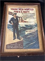Vintage US Navy framed recruiting poster