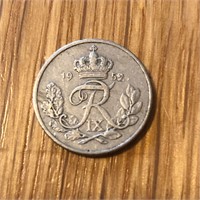 1952 Denmark 10 Ore Coin