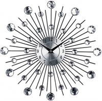 132-371 Metal Crystal Sunburst Wall Clock