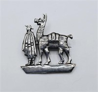 Vintage Sterling Silver Peruvian Man with Lama