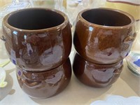 Set of 4 West Bend brown ceramic mugs