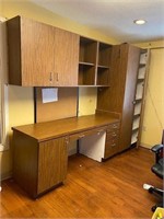 Wall section of desktop and storage cabinets desk