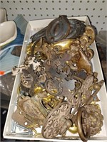 Tray Lot of Hardware and Drawer Pulls