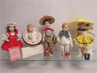 FIVE FRANKLIN HEIRLOOM "THE COUNTRY STORE DOLLS":