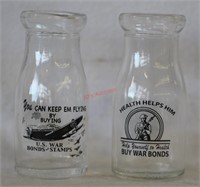 2 pcs. Vintage-style Buy War Bonds Milk Bottles