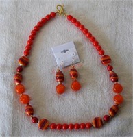 Art Glass Necklace & Earring Set