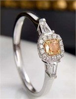 Natural Yellow Diamond Ring 18K Gold