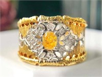 18K Gold Natural Yellow Diamond Ring