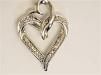 Sterling Silver & Diamond Heart Shaped Pendant