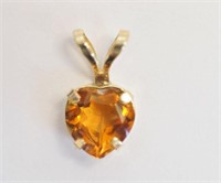 10kt Yellow Gold Citrine Heart-shaped Pendant