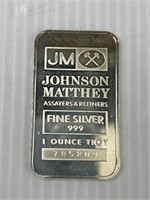 Silver Bar 1 Troy Ounce Johnson Matthey