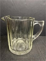 Heavy clear glass pitcher, approx 6in tall