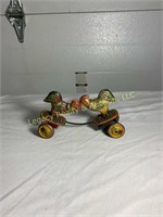 Vintage fighting roosters tin windup toy