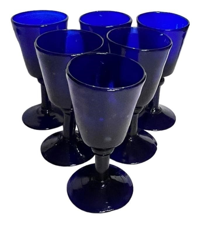 Gorgeous Cobalt Blown Glass Goblets