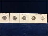 1996, 97, 98, 99, 00 Canadian Nickels  PL63, 65