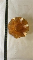 Marigold Glass Grape pattern Ruffled Edge Bowl
