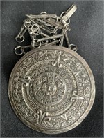 Sterling silver Aztec calendar pin