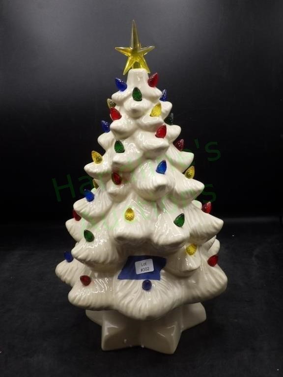 Ivory Battery Operated Ceramic Christmas Tree