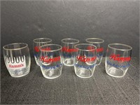 7 Hamm’s Beer small gold rimmed glass