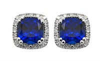 14kt Gold 3.15 ct Sapphire & Diamond Earrings