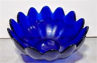 Scalloped Cobalt Blue Bowl, Approx 10.5"