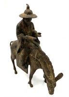 Older Cast Iron Figure of Chinese Man on a Horse.