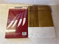 Gourmet steak knives and cutting board