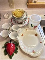 Strawberry patch porcelain dishes