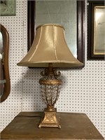 Gold tone crystal drop lamp 27 tall