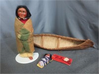 Native American Figurines & Canoe ( Skookums )