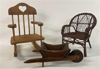 Doll Chairs & Miniature Wheel Burrow