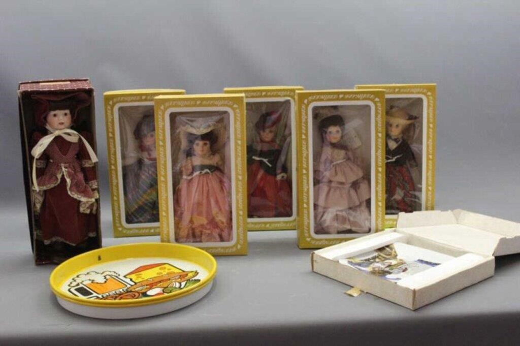 (6) Vintage Dolls (1) Vintage Plate (2) Serving