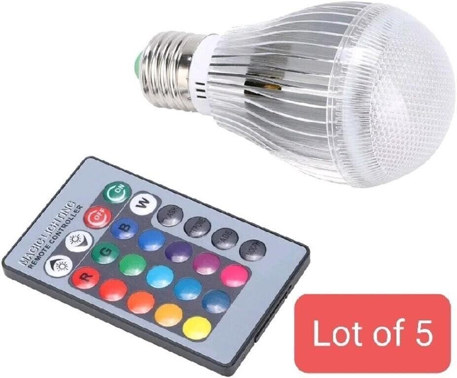 Lot of 5 - Colorful LED Bulb 10W E27 RGBW
