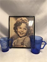 VINTAGE SHIRLEY TEMPLE LOT.  COBALT BLUE PITCHER