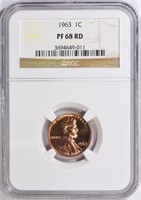 1963 Lincoln Cent NGC Proof-68 RD