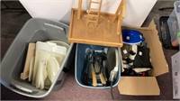 (2) totes of kitchenware, (1) box of animal