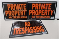 3 Tin No Trespassing Signs - 14 x 9.25"